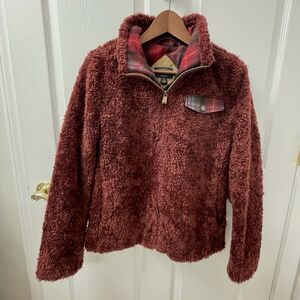 PENDLETON Fleece Sherpa Jacket Burgundy Full Zip Pocket Women's Size Medium